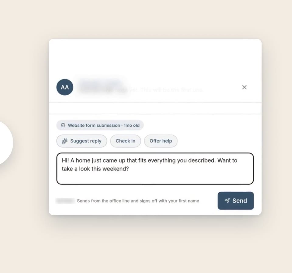 Beacon screen: Call, text or email in one tap.