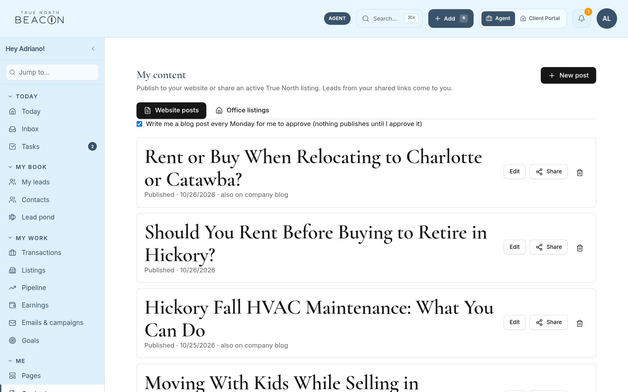 Beacon screen: Write a blog post with AI
