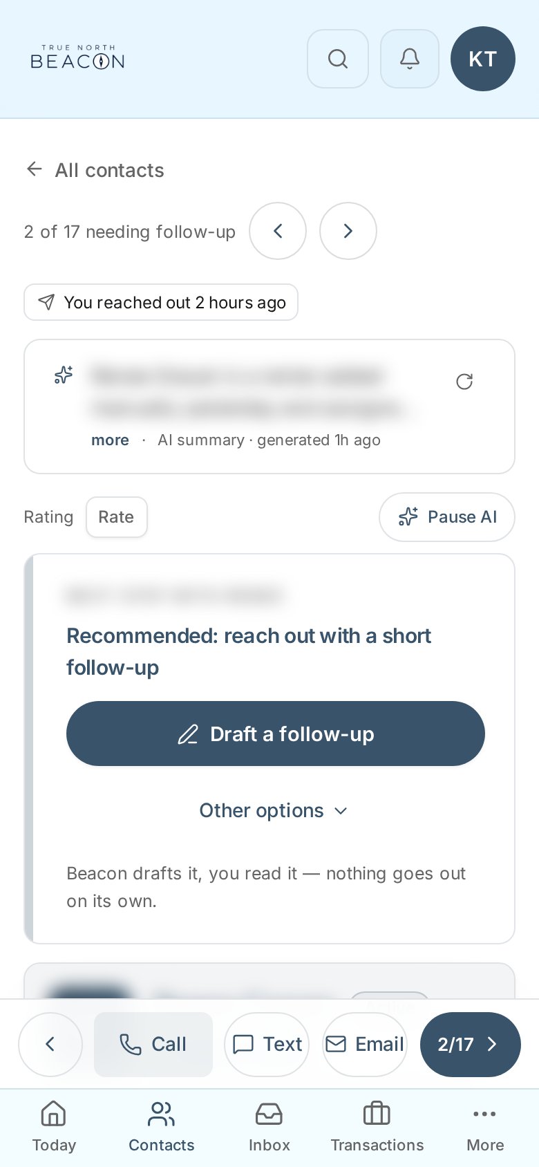 Beacon on iPhone: Tap once to call, text or email