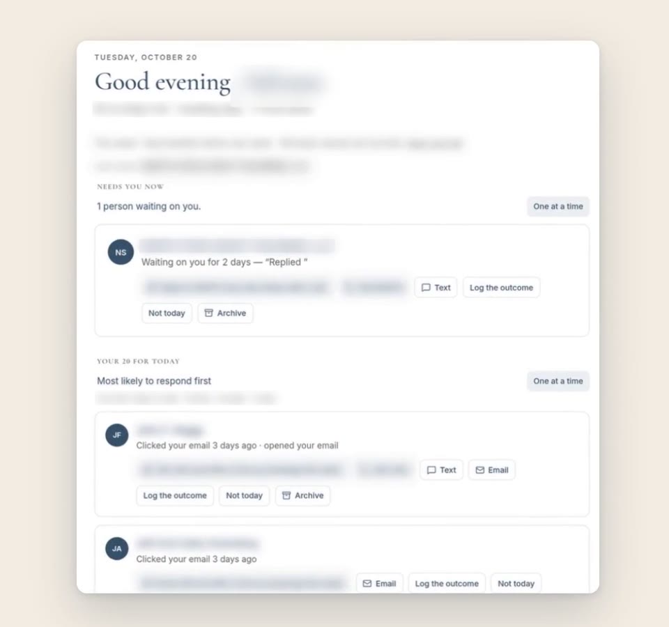 Beacon's Today screen on a computer