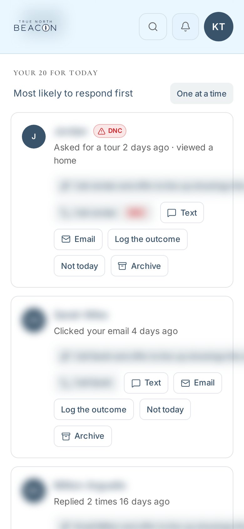 Beacon's Your 20 list on iPhone